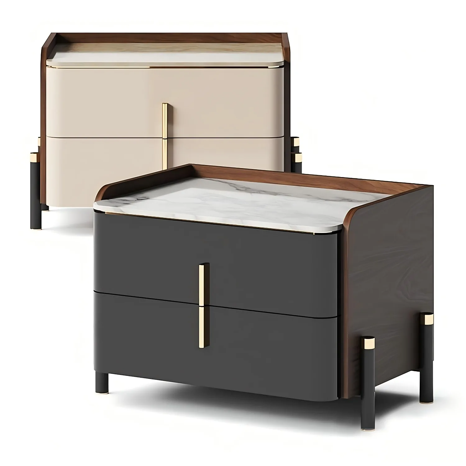 45 degree view of custom hotel bedside table