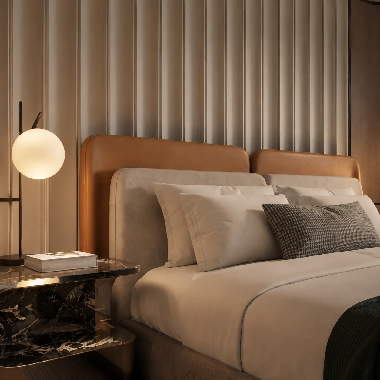 Technical details and structural composition of a custom hotel headboard