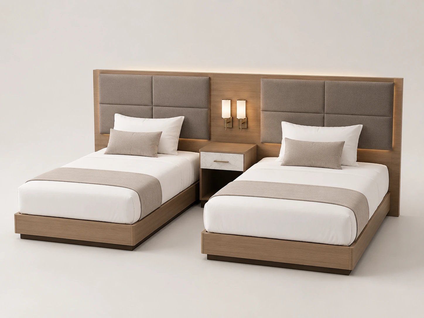 Hotel headboards with integrated reading lights and switches
