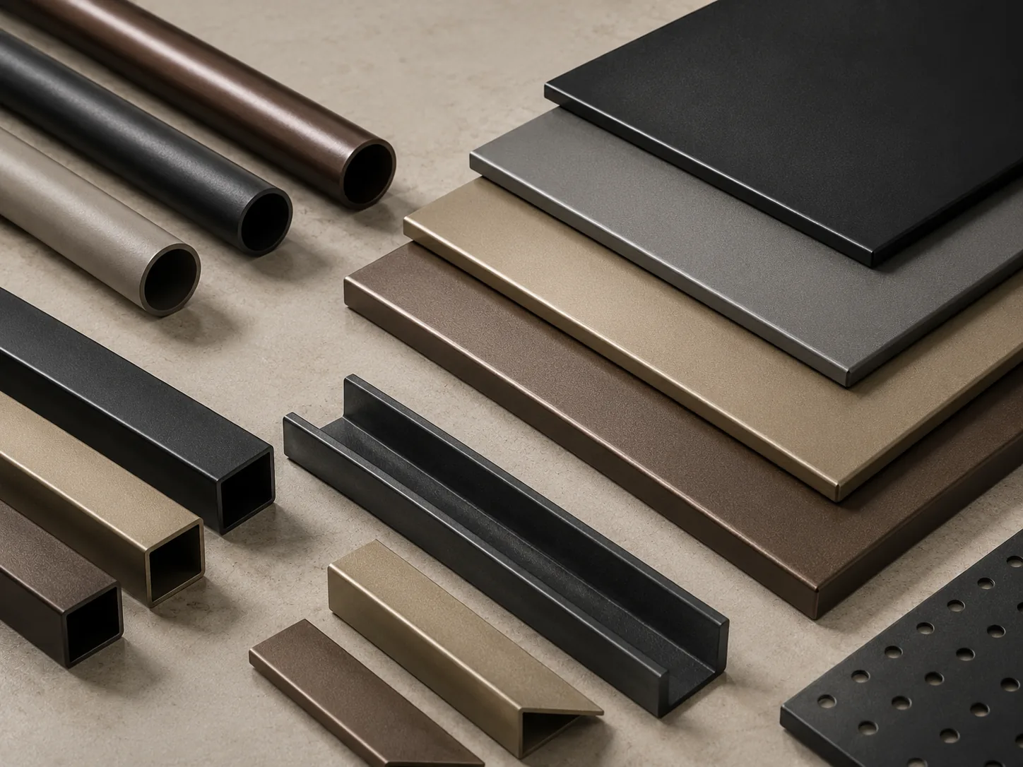 Brushed stainless steel and powder-coated metal accents