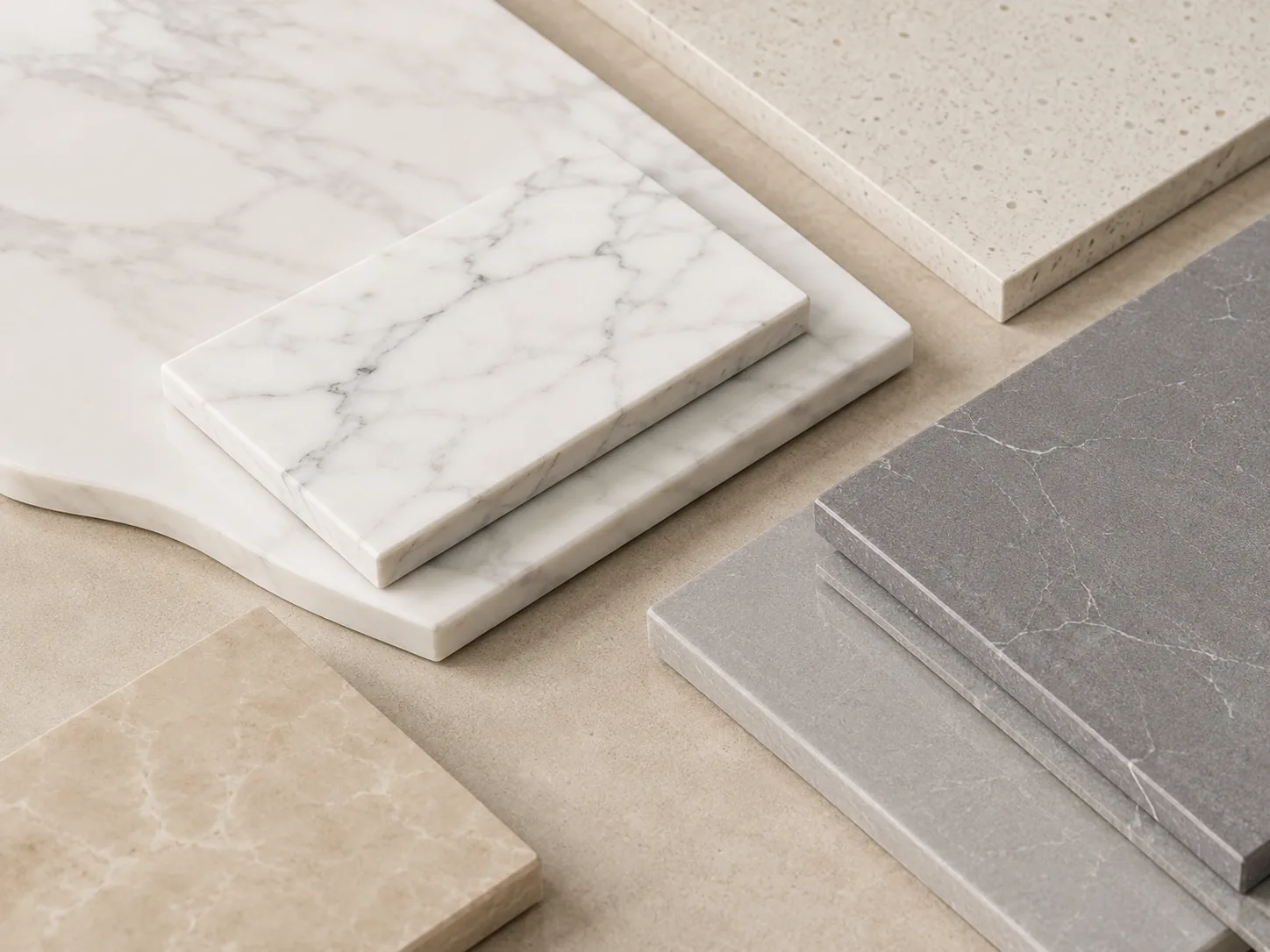 Stone and surface materials for hospitality furniture