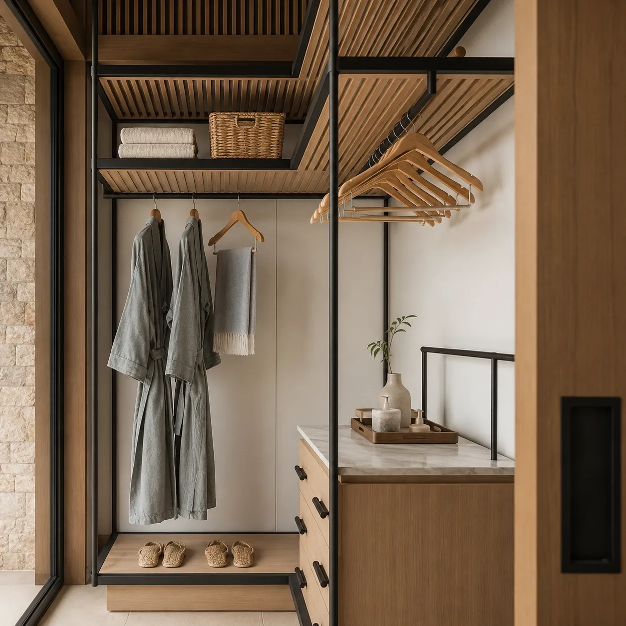 Hotel room floor plan and wardrobe shop drawing
