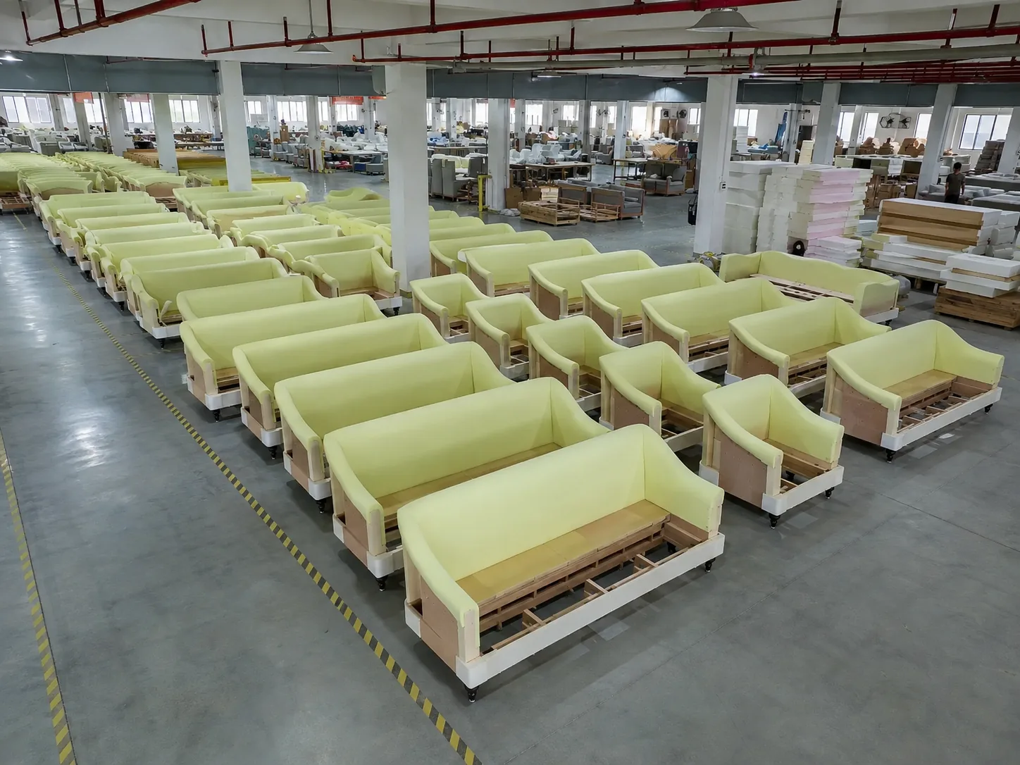 Batch production of hotel casegoods in factory