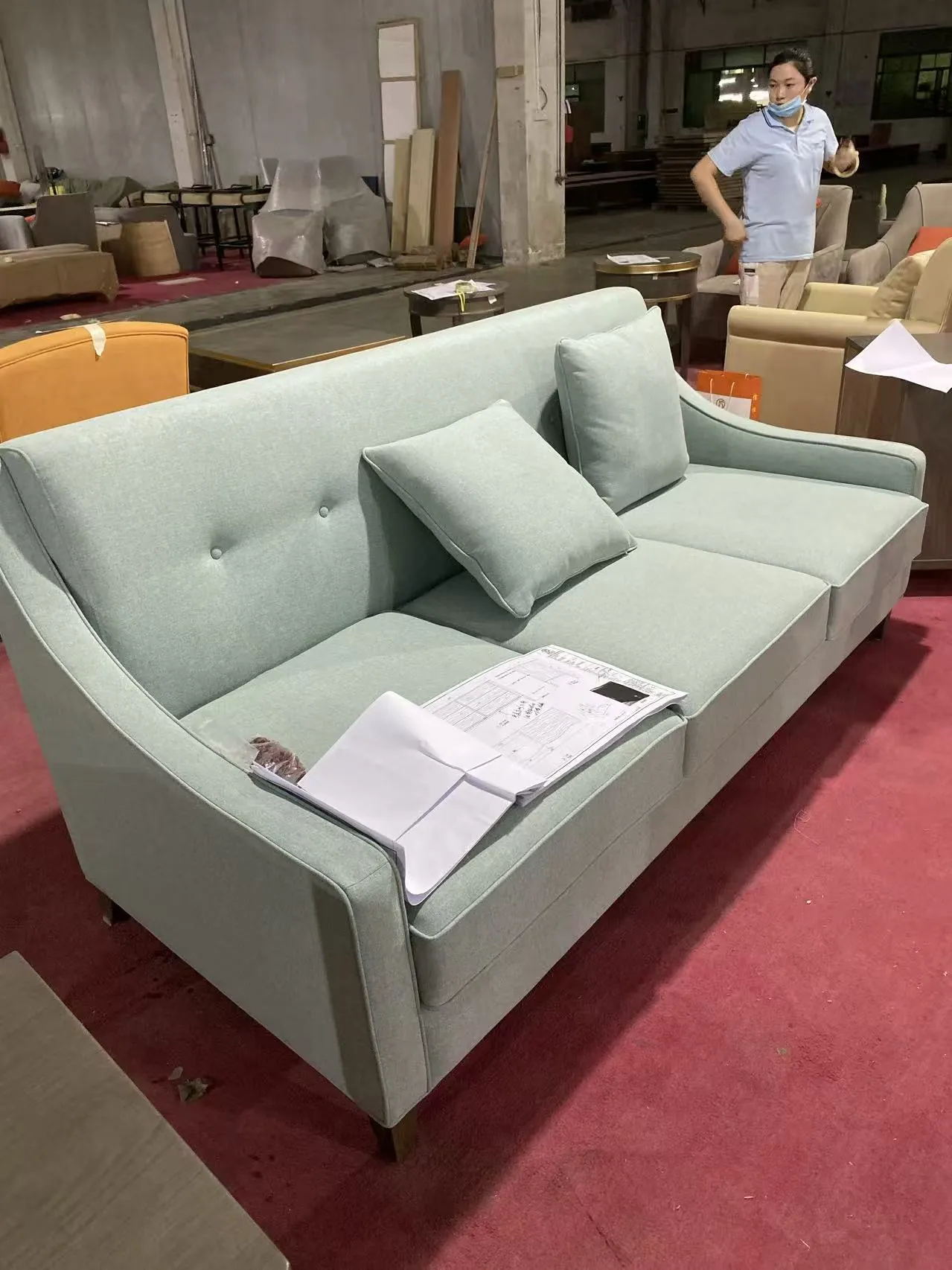 Finished custom hotel chair inspection