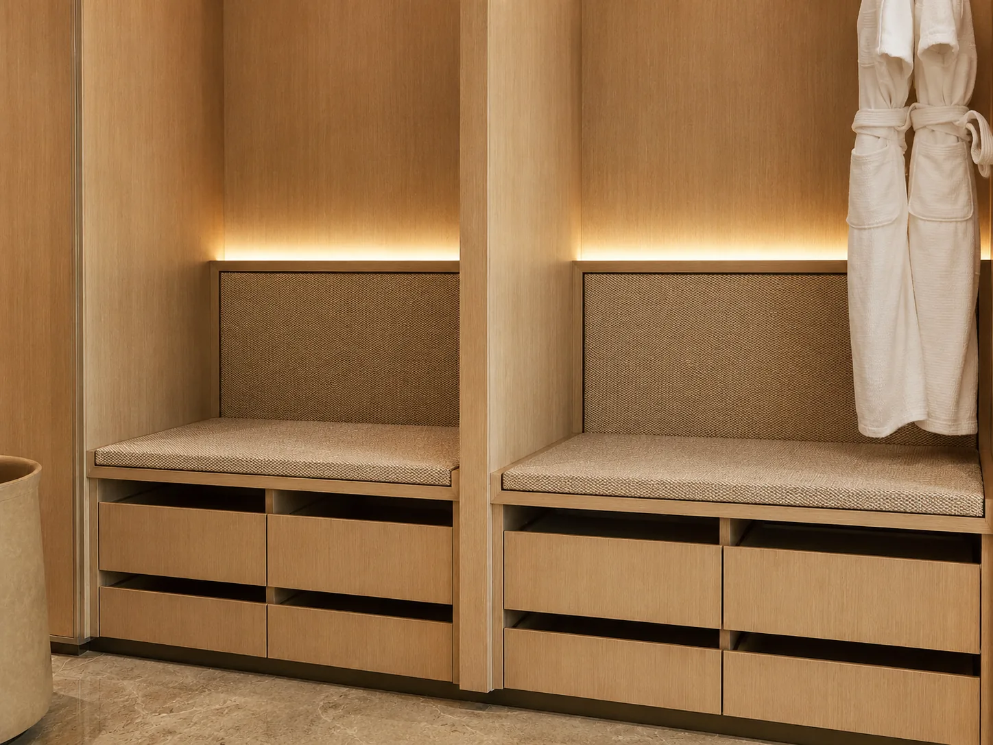 Wood veneer surface detail for hotel wardrobe