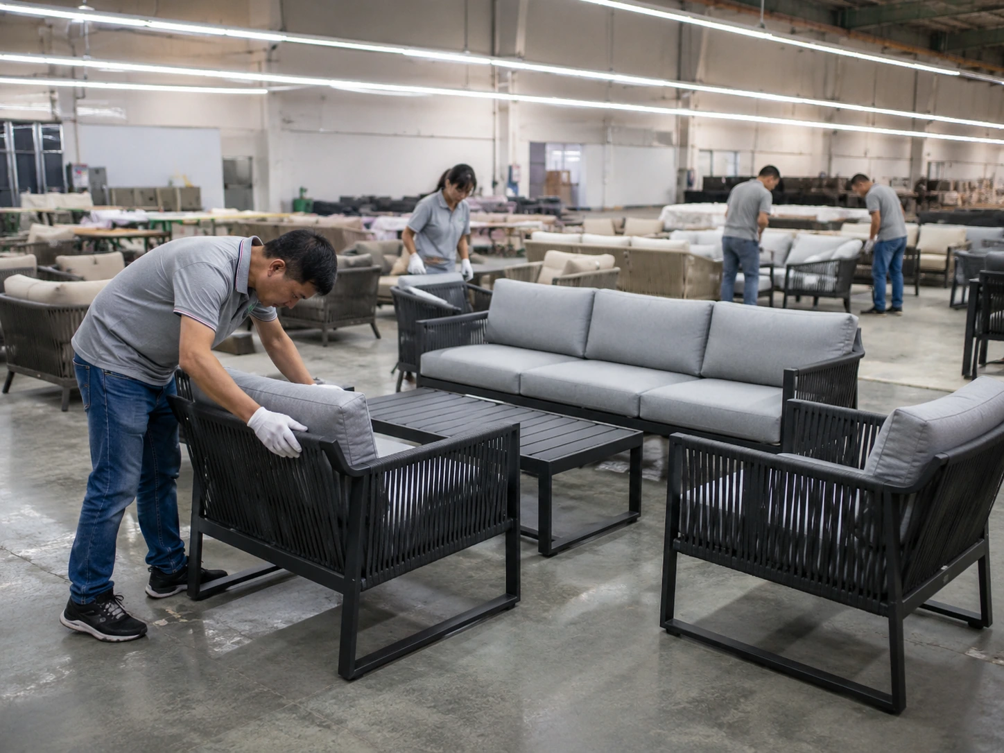 Outdoor rattan furniture weaving process