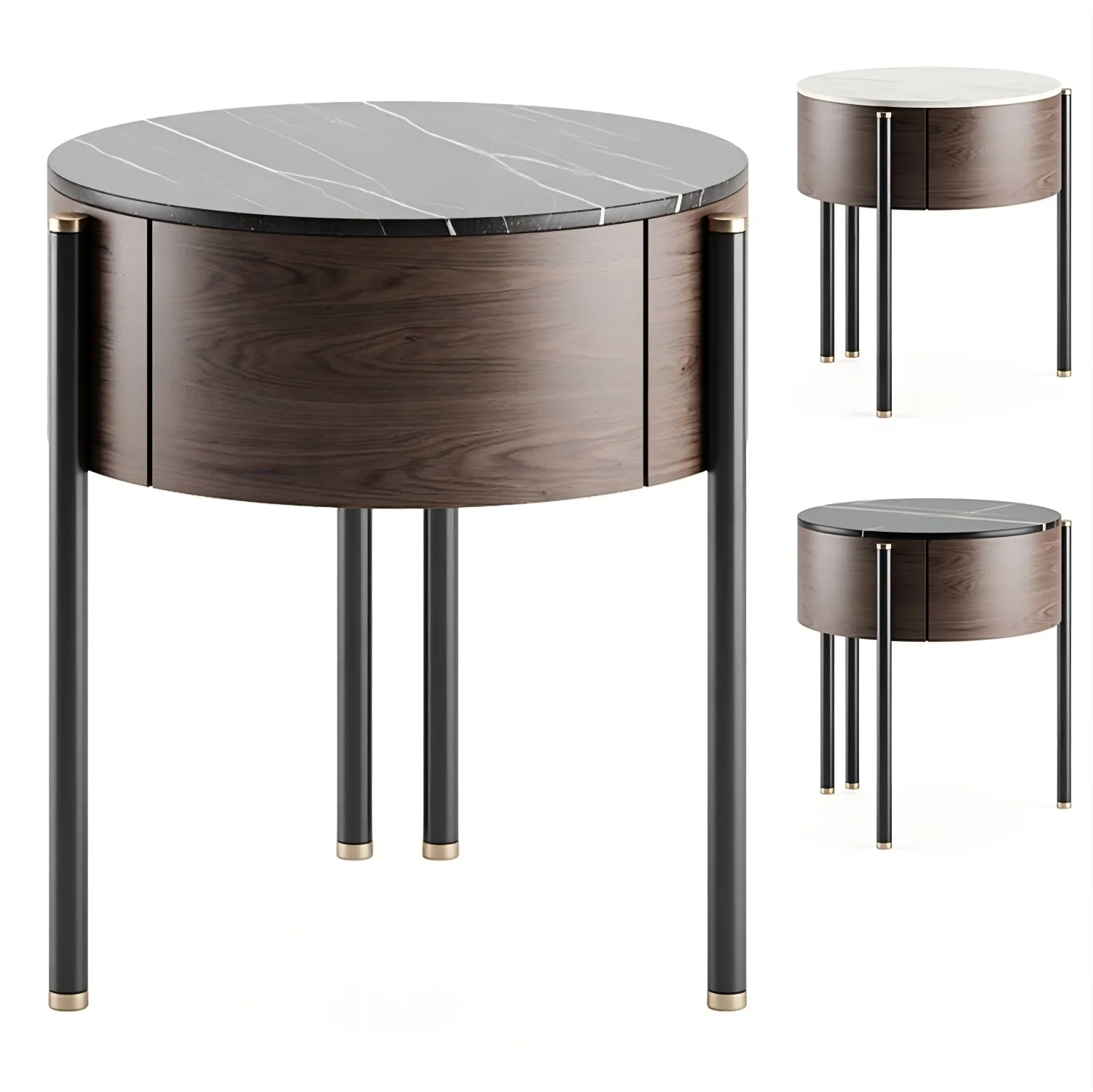 Drawer and open shelf hotel nightstand